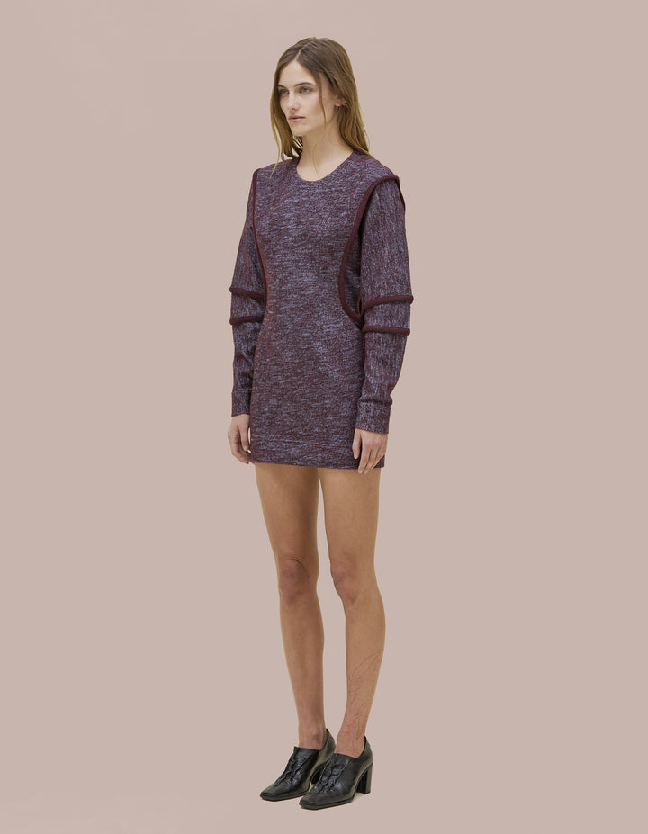 Eckhaus Latta dress with a structured fit with subtle tailoring details and bound curvilinear seams creating definition as they move across your body. Made from a boiled wool cotton blend.