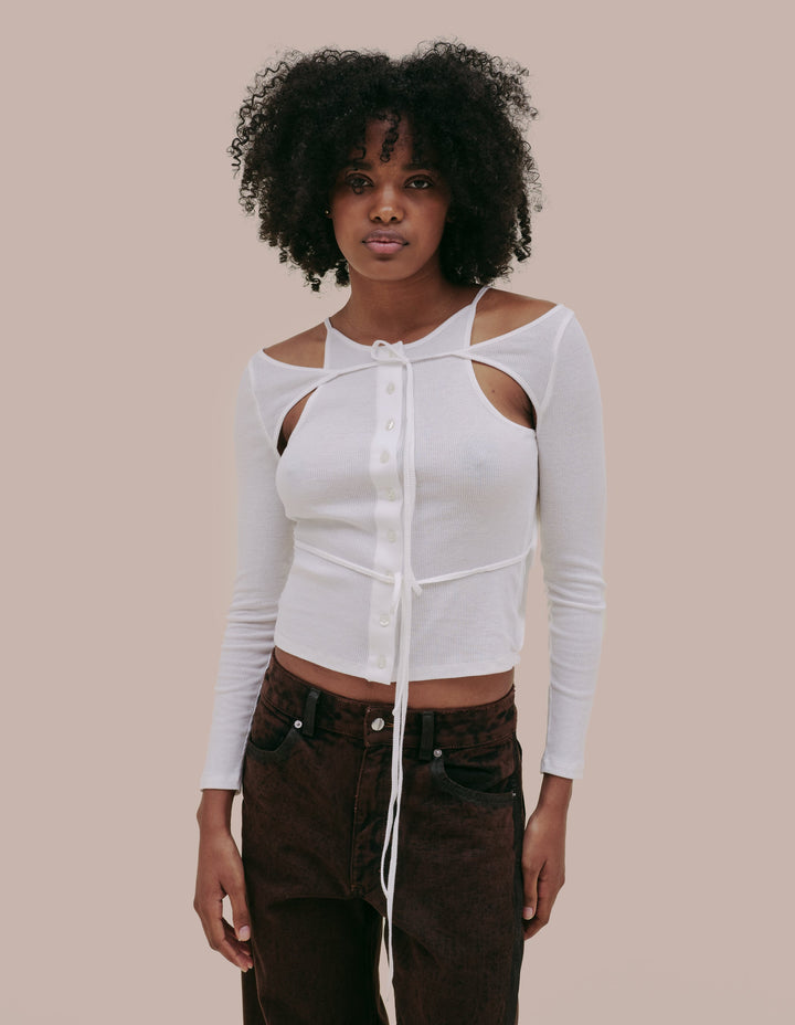 Eckhaus Latta ribbed jersey top. 