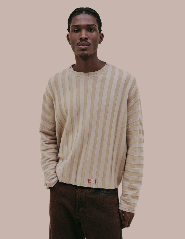 Eckhaus Latta ribbed knit sweater in merino wool. 