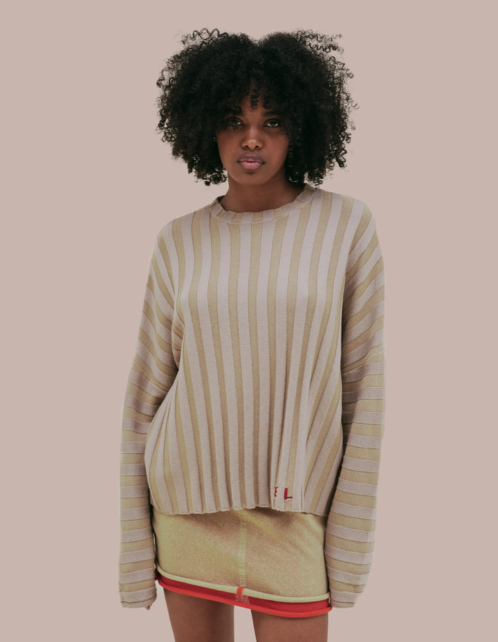 Eckhaus Latta ribbed knit sweater in merino wool. 