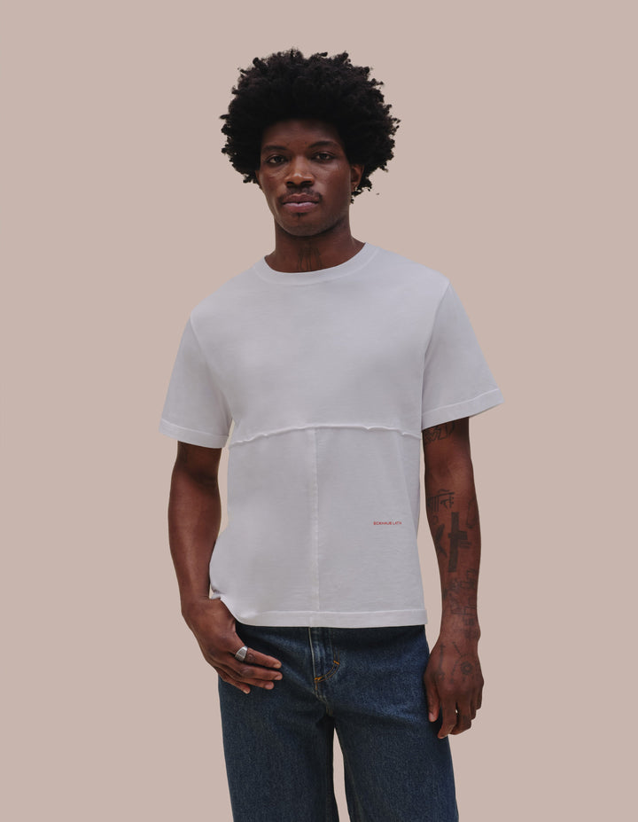 Eckhaus Latta white tee shirt.