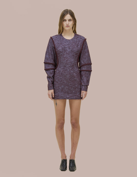 Eckhaus Latta dress with a structured fit with subtle tailoring details and bound curvilinear seams creating definition as they move across your body. Made from a boiled wool cotton blend.